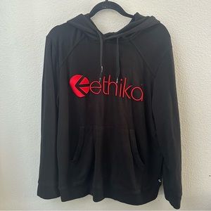 Ethika black red embossed lettering hoodie sweatshirt women’s M
